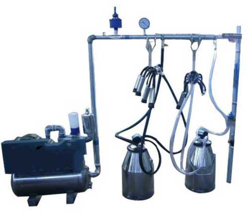 Silver Double Bucket Milking Machine