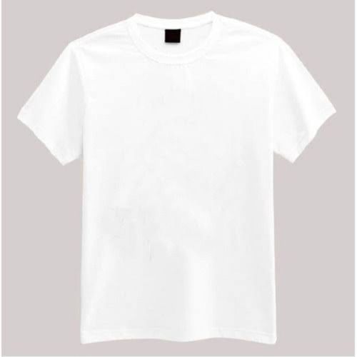 White Mens Round Neck Cotton Plain Short Sleeves T Shirts 