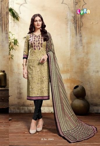 Cream Color Printed Ladies Cotton Suits