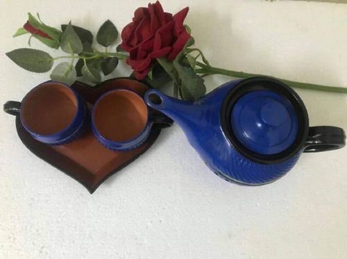 Blue Heart Shape Teapot Set