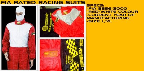 Red And White Motorsport Multi Layer Fia 8856-2000 Certified Racing Suit Beltenick