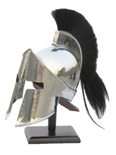 Reenactment Greek Armor Medieval Silver Spartan Black Plume