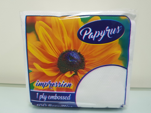 Papyrus Impress Paper Napkins - 100% Virgin Paper, 30cm x 30cm, White, 1 Ply Embossed | Ideal for Cocktail, Hotel, Aviation, Dinner Use