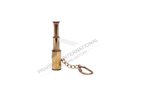 Gold Solid Brass Telescope Keychain