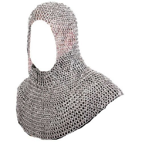 Zinc Finish Medieval Armory Chainmail Coif Hood Round Flat Riveted 9mm 18 Gauge