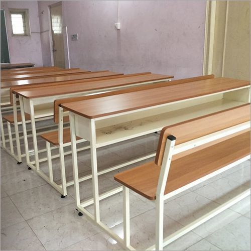 Brown And Off White Mild Steel School Wooden Desk 