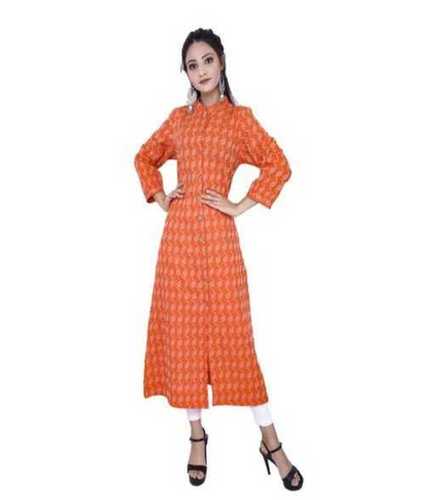 Any Casual Wear 3/4Th Sleeve Ladies A Line Rayon Kurtis