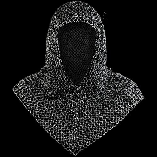 Black Oil Finish Medieval Armory Chain Mail Coif Hood