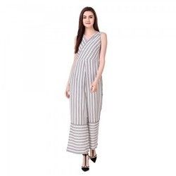 Women Stripe Wide Leg Jumpsuit Dress