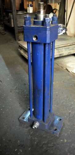 Industrial Hydraulic Cylinder - High Pressure, Polished Blue Finish | Manual Operation for Drilling and Slide Movement