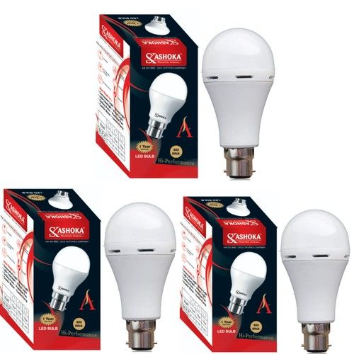 White 9 Watt Ashoka Ac Dc Rechargeable Emergency Bulb