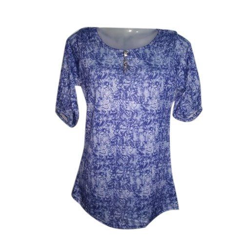 Indian Cotton Casual Ladies Round Neck Printed Top