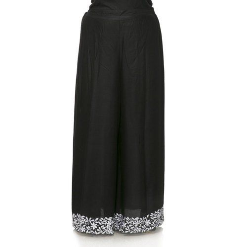 Ladies Black Stitched Embroidered Palazzo