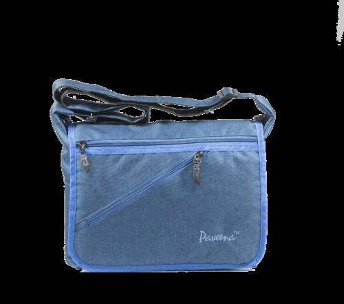 Blue Plain Canvas Messenger Bag