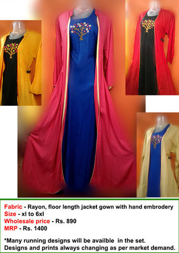 Multi Plus Size Rayon Gown With Jacket