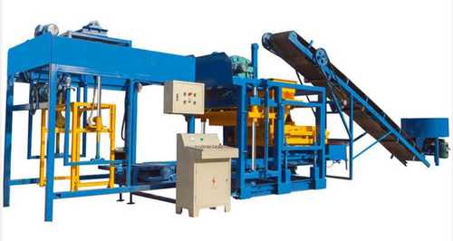 Yellow And Blue Automatic Brick Making Machine With Control Panel System