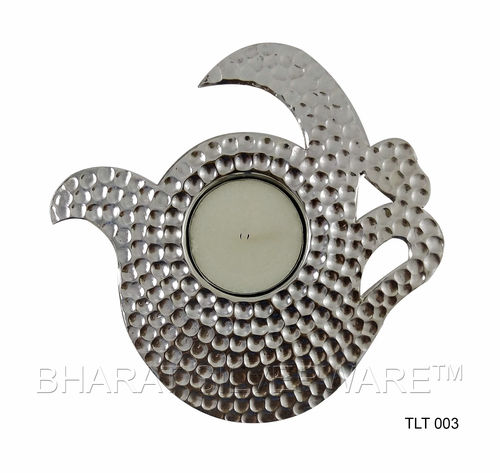 Metal Bharat Silverware Pure Silver Hammered Tea-Light Holder