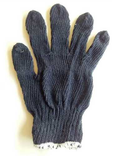 Black Cotton Knitted Hand Gloves