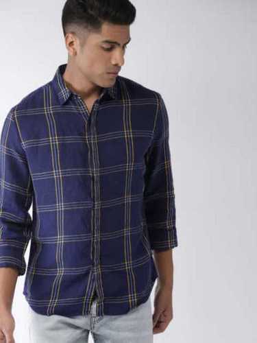 Checked Linen Mens Shirt