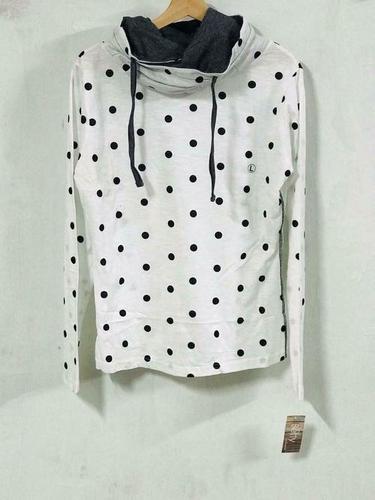 White Ladies Cowl Neck Overall Printed Top