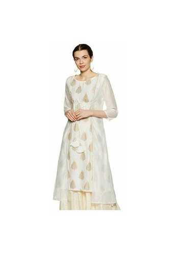 Breathable Ladies Designer White Kurti 