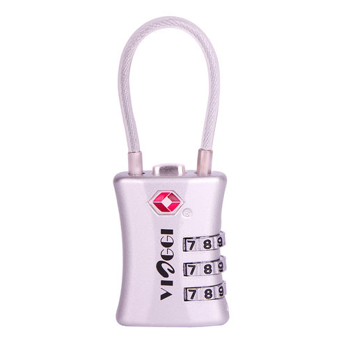 100% Viaggi 3 Dial Travel Sentry Approved Security Luggage Resettable Combination Cable Padlock Silver