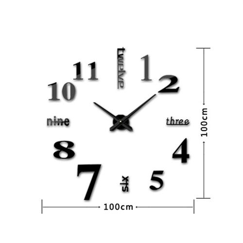 Black Frameless Diy Wall Clock