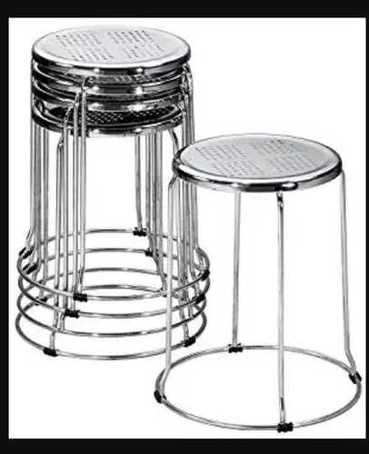 Silver Stainless Steel Round Stool 