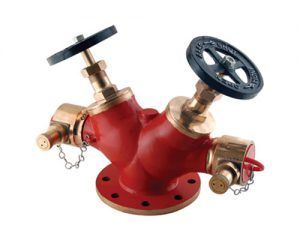 Double Fire Hydrant Valve - Cast Iron, Portable Design, Manual Operation, Color Plated Red Finish | Industrial & Commercial Fire Fighting Solution, 1 Year Warranty, Weighs 16 lbs