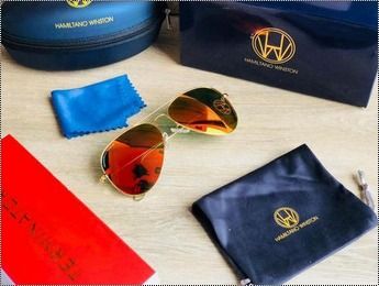 Golden Designer Orange Aviator Sunglasses