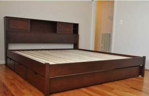 Brown Termite Proof Designer Wooden Double Bed For Home And Hotel