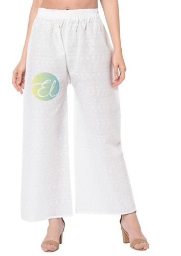 Asian Cotton Off-White Embroidered Palazzo Pants Chikan Trousers | eBay