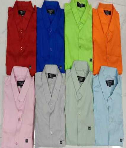 Red Mens Pure Cotton Plain Shirts