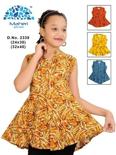 Multic Color Rayon Printed Girls Top