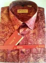 Pure Silk Brown Printed Shirts Gender: Male