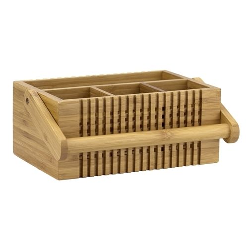 Bamboo Lattice Flatware Caddy Storage Basket