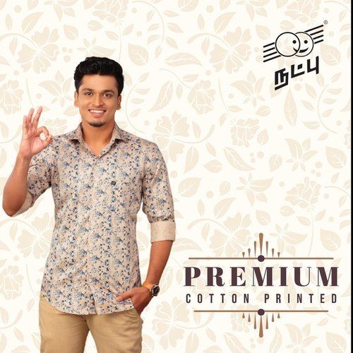 Multicolor Mens Cotton Printed Shirt