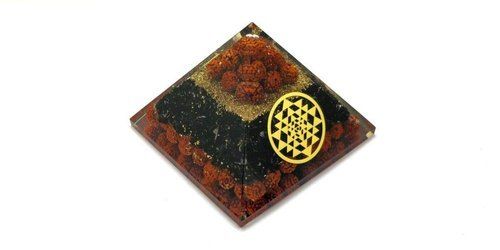 Copper Orgone Rudraksha And Black Tourmaline Pyramid