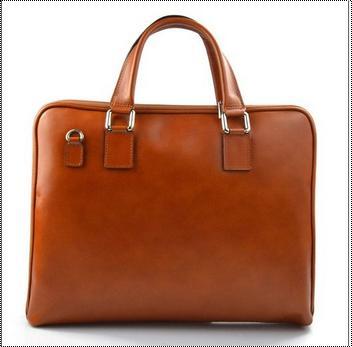 Brown Plain Leather Office Bag