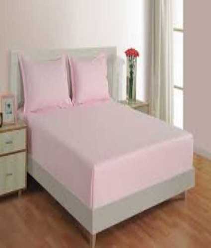 Pink Plain Cotton Double Bedsheet 