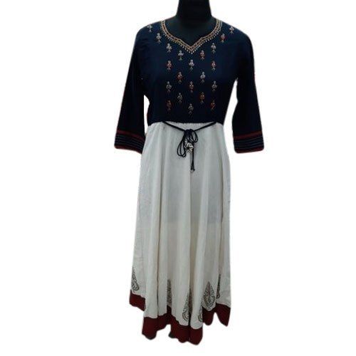 Black Ladies Anarkali Cotton Kurti