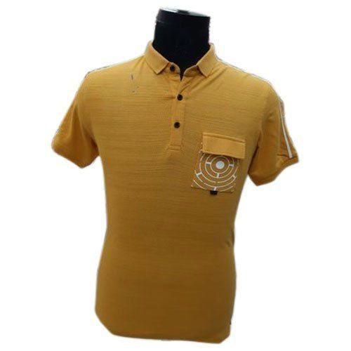 Yellow Mens Polyester T Shirts