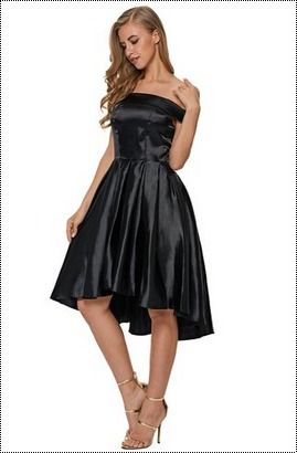 Anti Wrinkle Women Black Asymmetrical Dresses