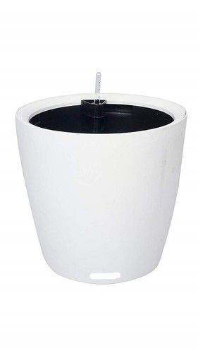 White Self Watering Flower Planter