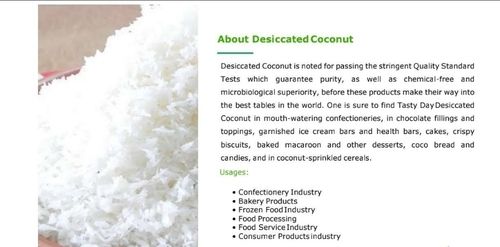 Dried Dessicated Coconut Powder