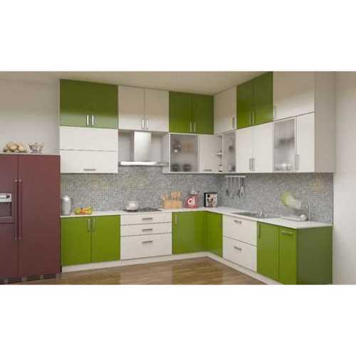 Green Attractive Modular Kitchen Cabinets