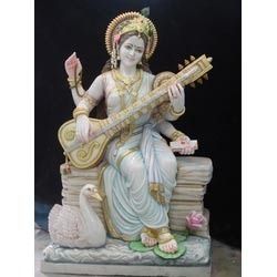 Goddess Saraswati Marble Statue - High Grade Marble, Various Sizes and Postures | Durable, Excellent Finishing, Easy To Clean