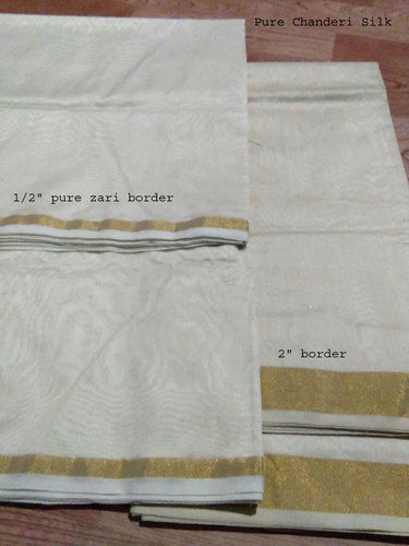 Zari Border Pure Chanderi Fabric