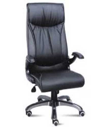 Polished Black Leather Office Chair