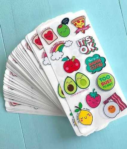 Long Lasting Printed Sticker - Multi Color, Any Custom Shape | Superior Quality, Attractive Designs, Various Uses